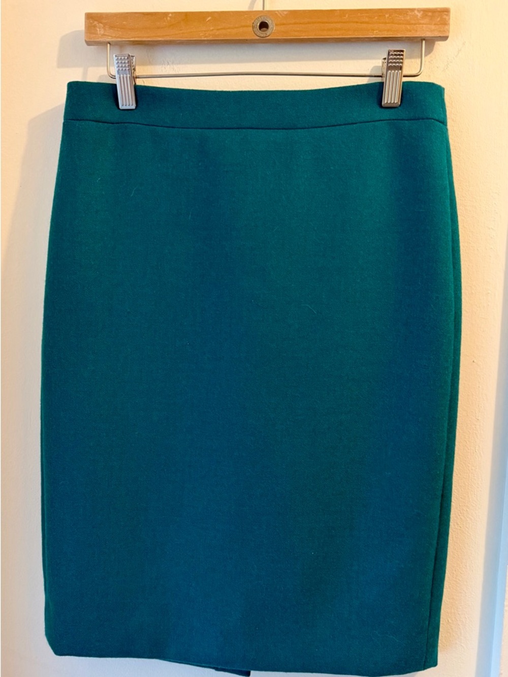 J. Crew No 2 Teal/Emerald Midi Pencil Skirt 100% Wool